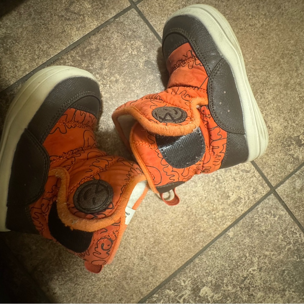 Orange and Black Vibrant Boots with Unique Design